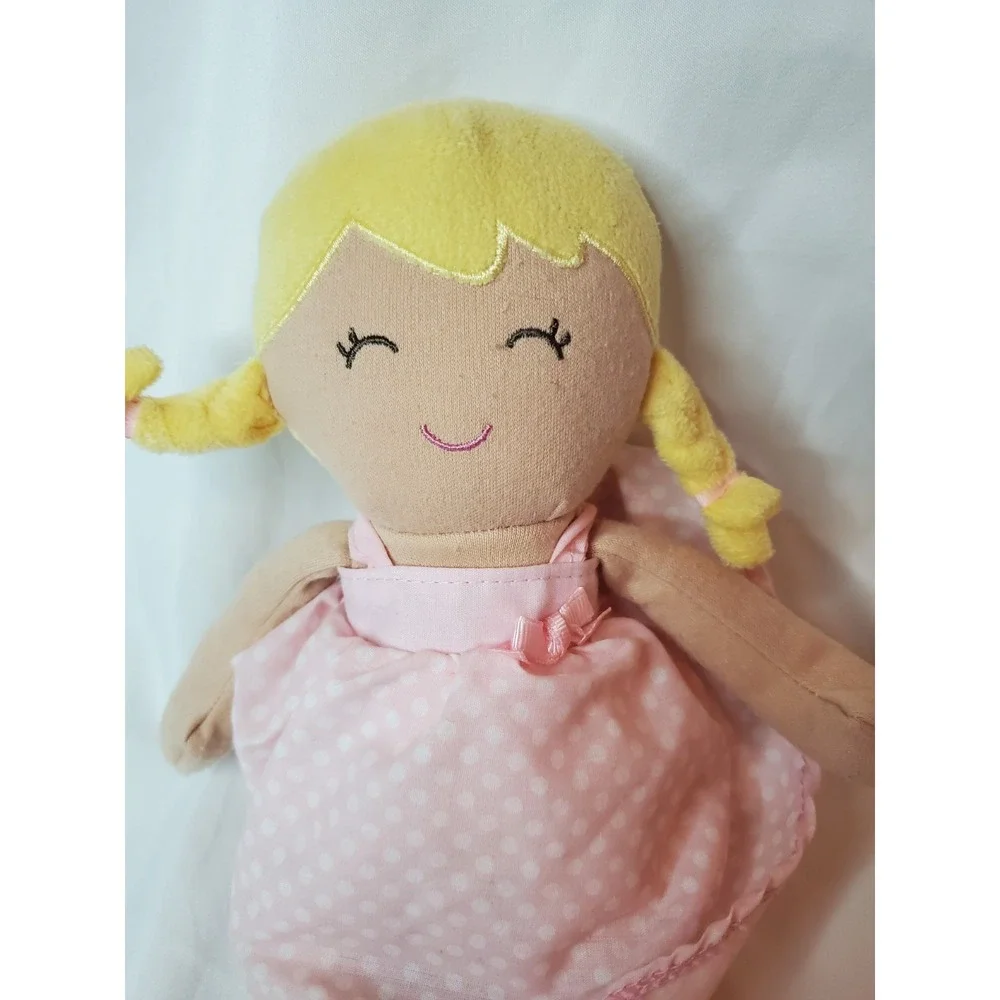 Carters Pink White Polka Dot Dress‎ Blonde Doll Stuffed Plush Baby  Lovey